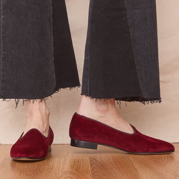 Vibi Venezia Burgundy Velvet Leather Loafers - Picture 3 of 3